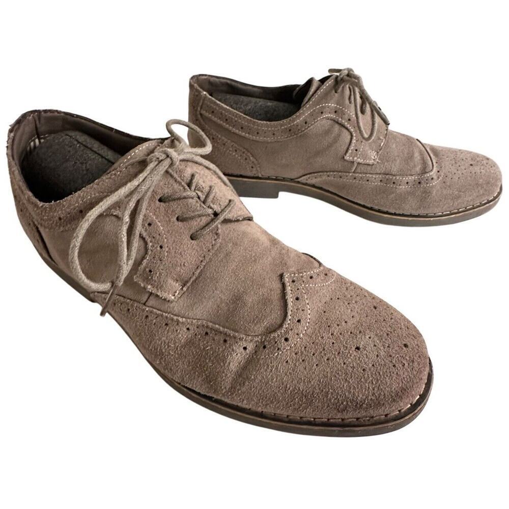 Alpine Swiss Mens Dress Shoes Genuine Suede Wingtip Brogue Oxfords Gray Sz 11 EC - Picture 7 of 16